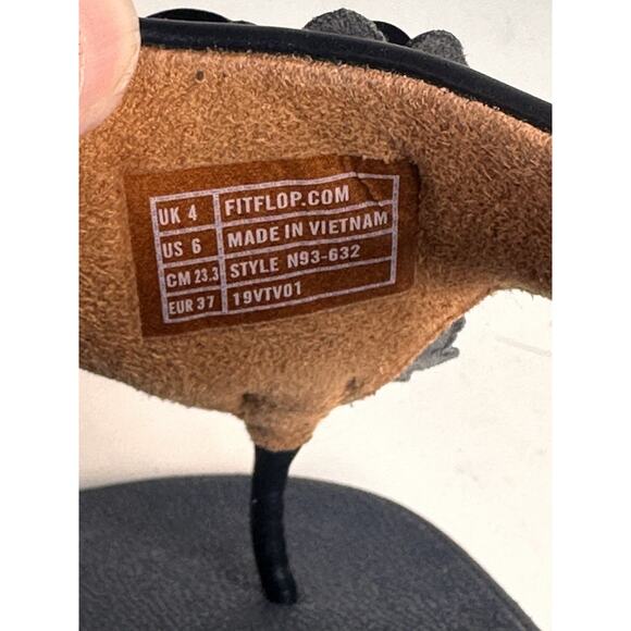 FitFlop Lulu Wildflower Navy Sequin Thong Sandals Shoes Women US Sz 6 Comfort EC - Picture 7 of 16